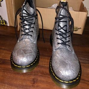 Dr. Martens Silver Snake Lace Up Boots